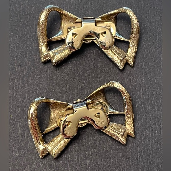 Vintage Musi Shoe Clips Goldtone Bows - Picture 4 of 7